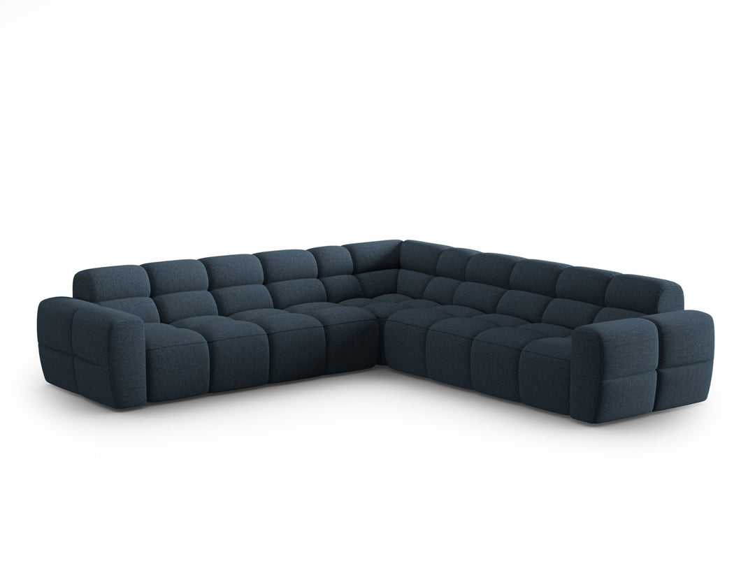 MICADONI Lisa 5 pers. symmetrisk hjørnesofa mørkeblå struktur stof