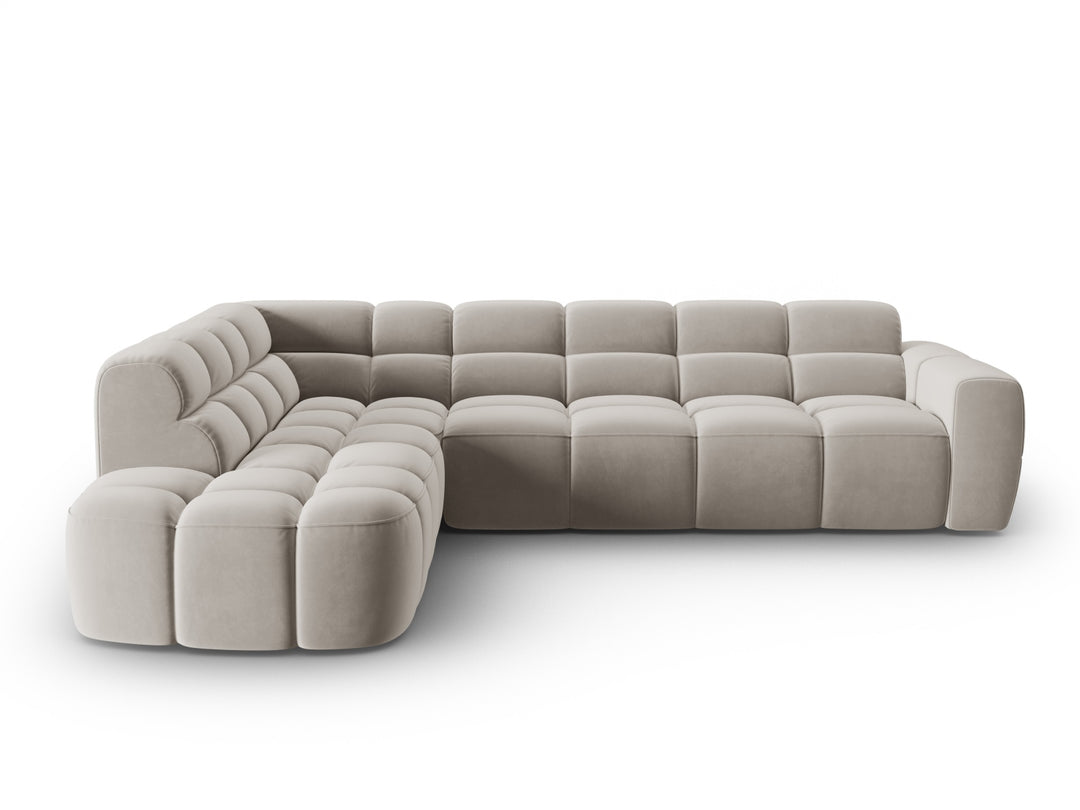 MICADONI Lisa 5 pers. hjørnesofa venstre lys beige fløjl stof
