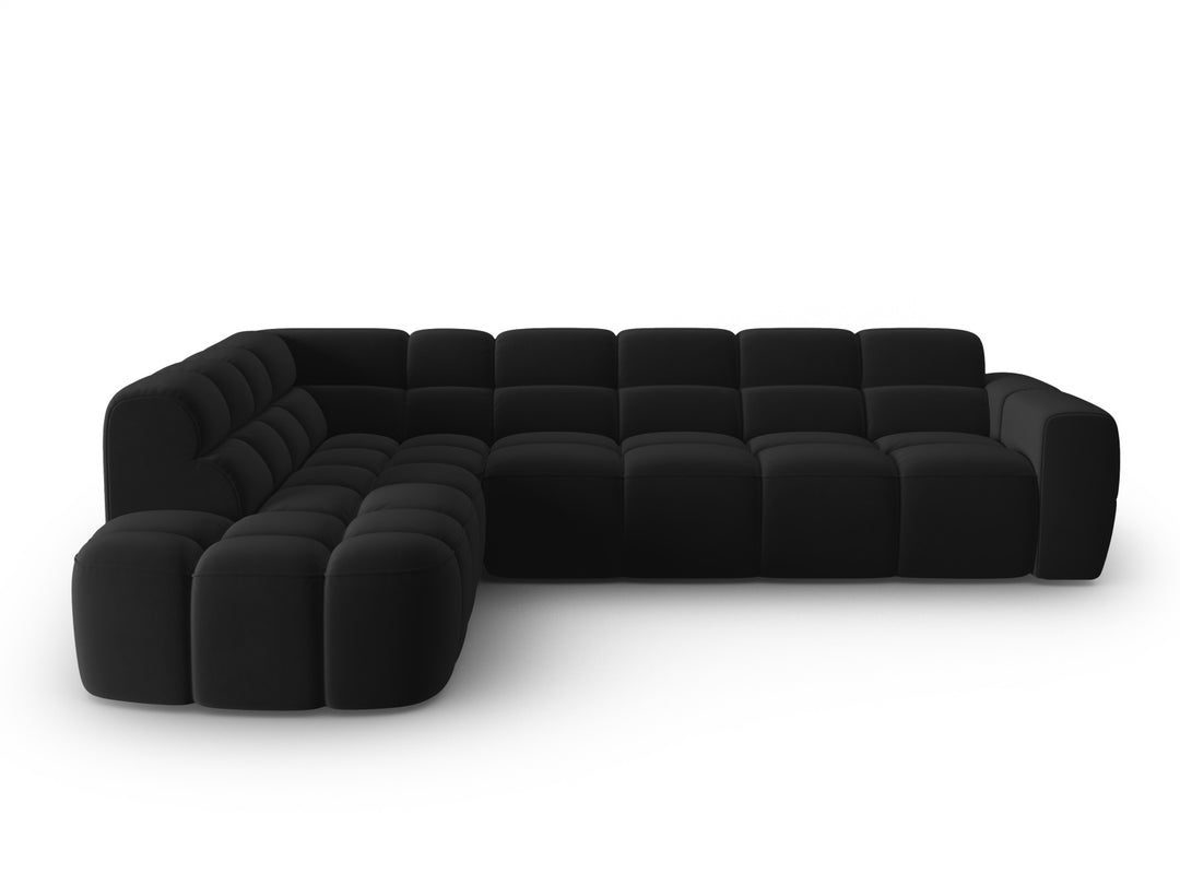 MICADONI Lisa 5 pers. hjørnesofa venstre sort fløjl stof