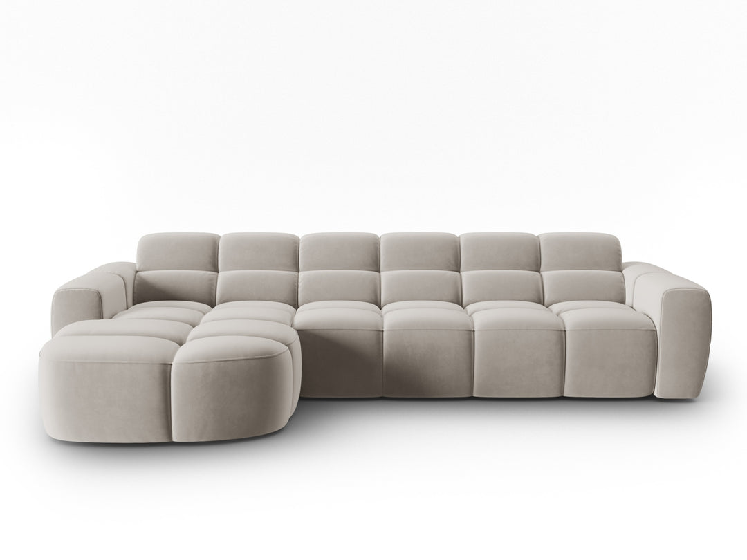 MICADONI Lisa 4 pers. hjørnesofa venstre lys beige fløjl stof