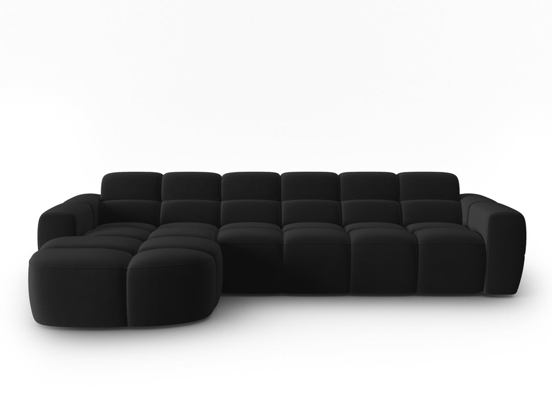 MICADONI Lisa 4 pers. hjørnesofa venstre sort fløjl stof