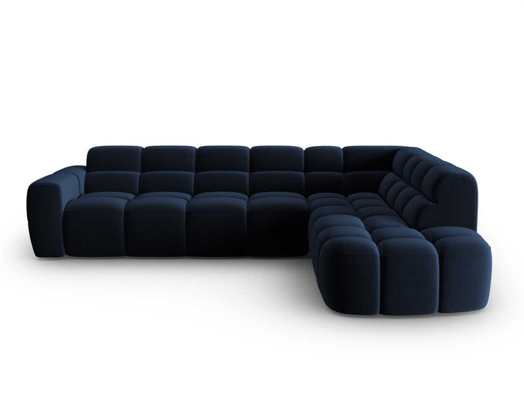 MICADONI Lisa 5 pers. hjørnesofa højre kongeblå fløjl stof