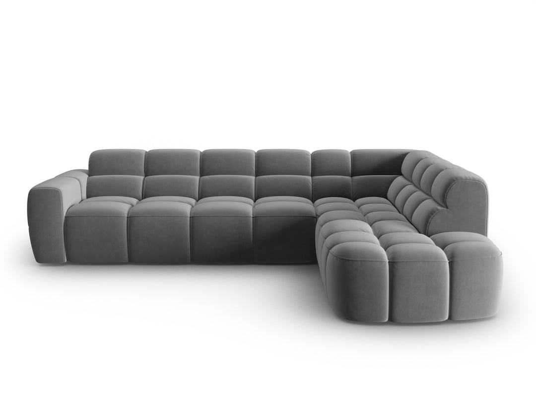 MICADONI Lisa 5 pers. hjørnesofa højre lysegrå fløjl stof