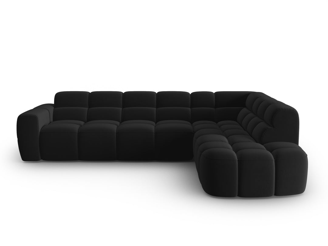 MICADONI Lisa 5 pers. hjørnesofa højre sort fløjl stof