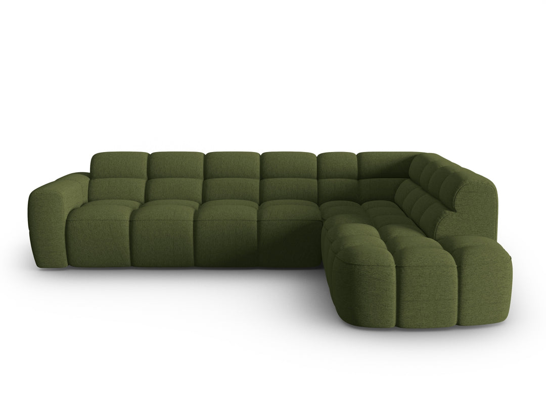 MICADONI Lisa 5 pers. hjørnesofa højre grøn melange struktur stof