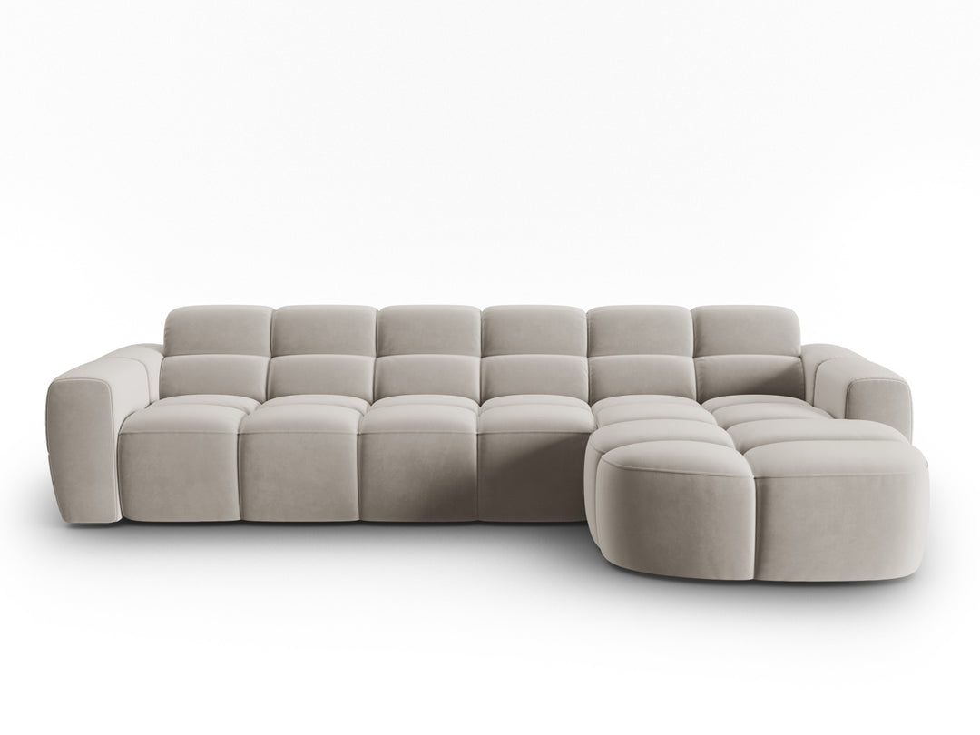 MICADONI Lisa 4 pers. hjørnesofa højre lys beige fløjl stof