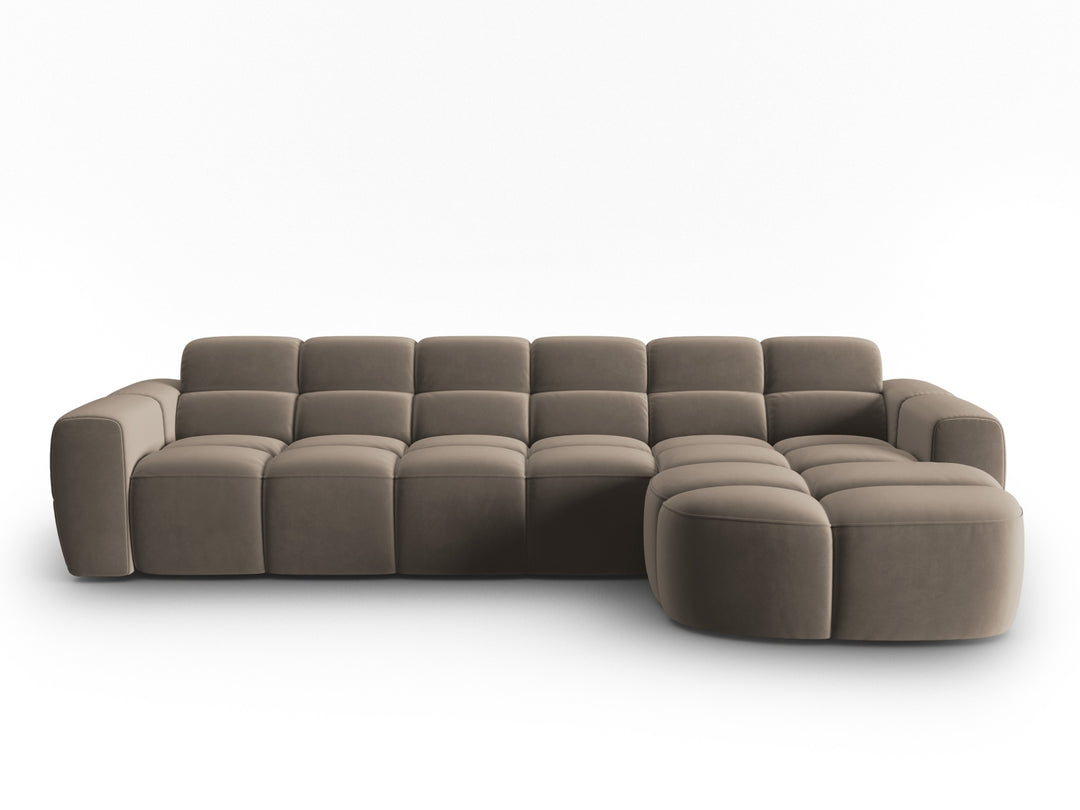 MICADONI Lisa 4 pers. hjørnesofa højre lysebrun fløjl stof