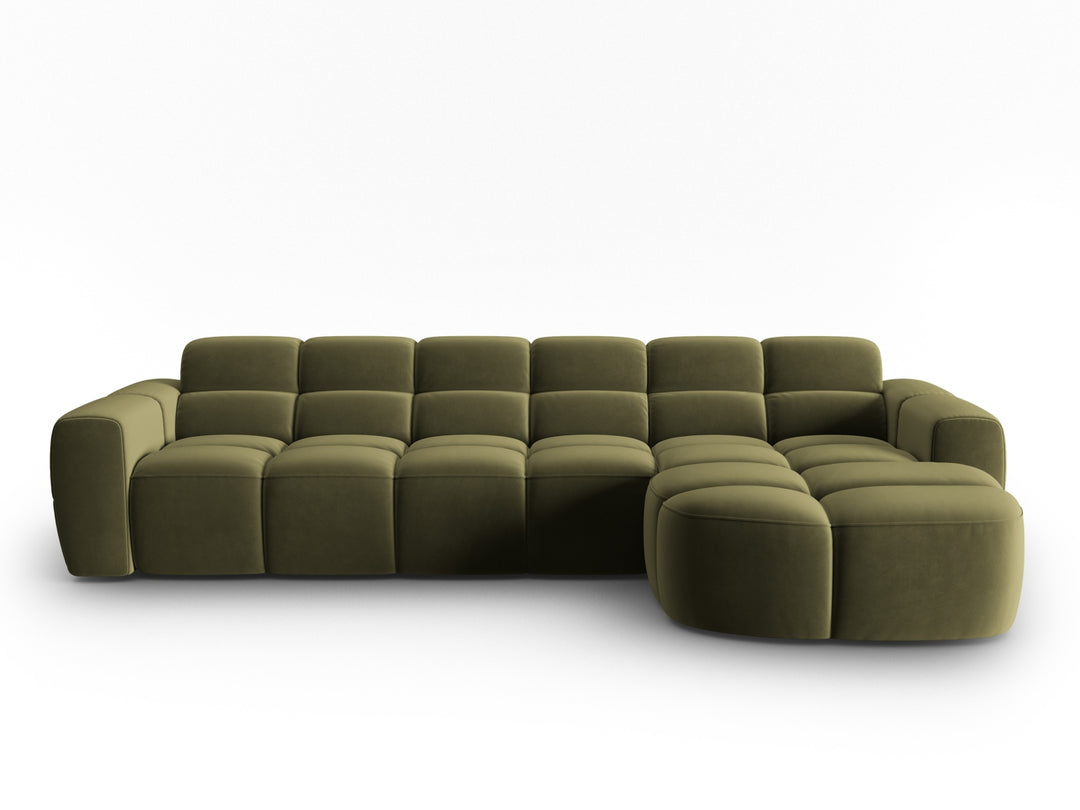 MICADONI Lisa 4 pers. hjørnesofa højre lysegrøn fløjl stof