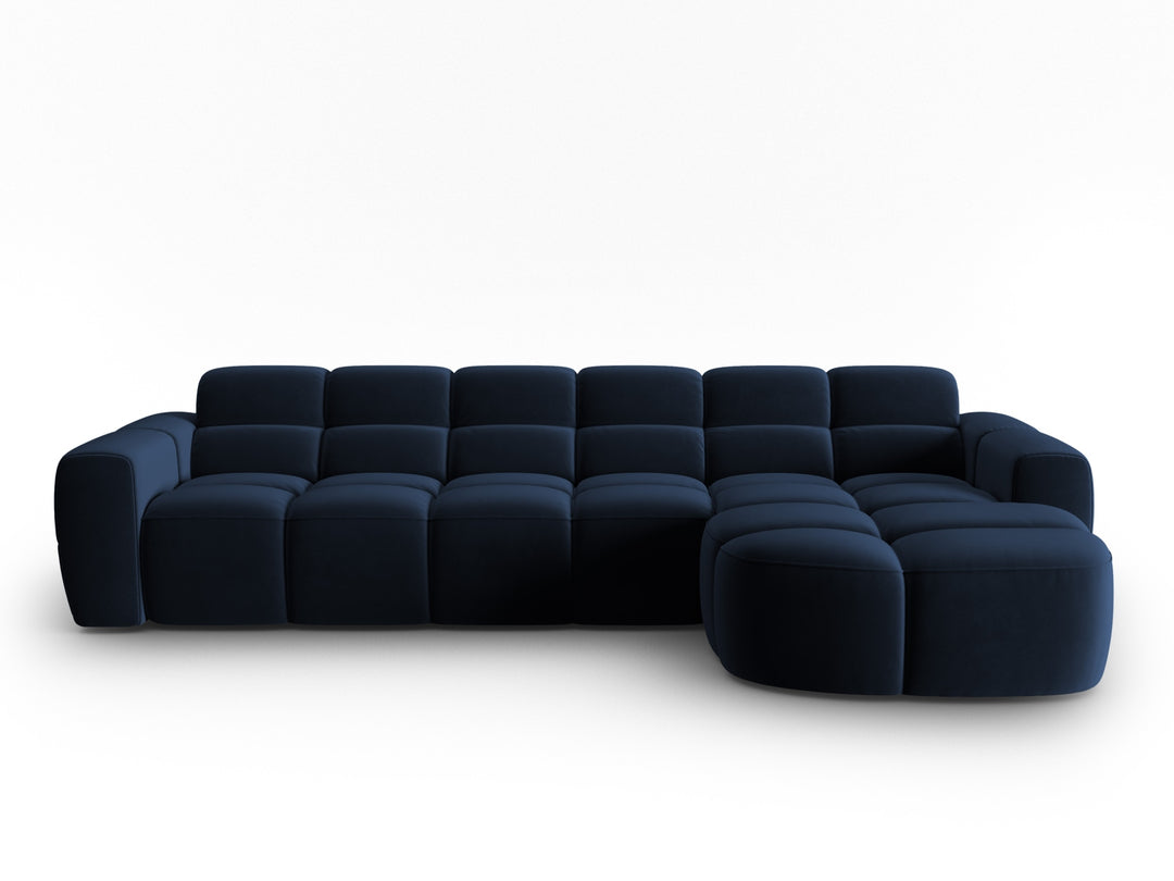 MICADONI Lisa 4 pers. hjørnesofa højre kongeblå fløjl stof