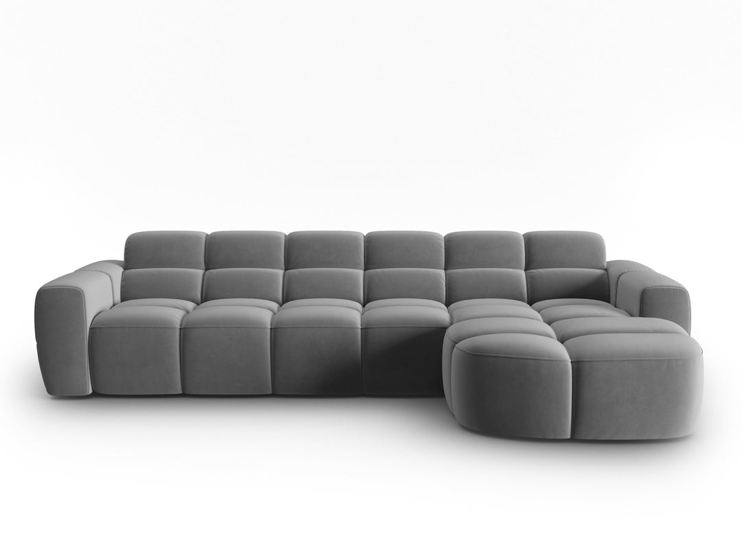 MICADONI Lisa 4 pers. hjørnesofa højre lysegrå fløjl stof