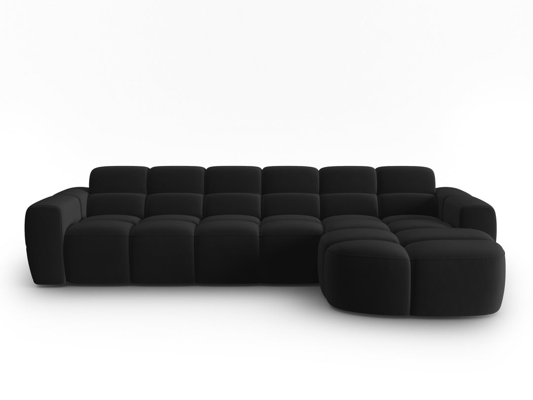 MICADONI Lisa 4 pers. hjørnesofa højre sort fløjl stof