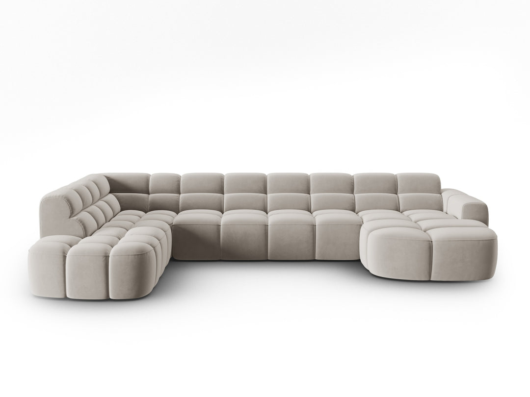 MICADONI Lisa 7 pers. hjørnesofa venstre lys beige fløjl stof