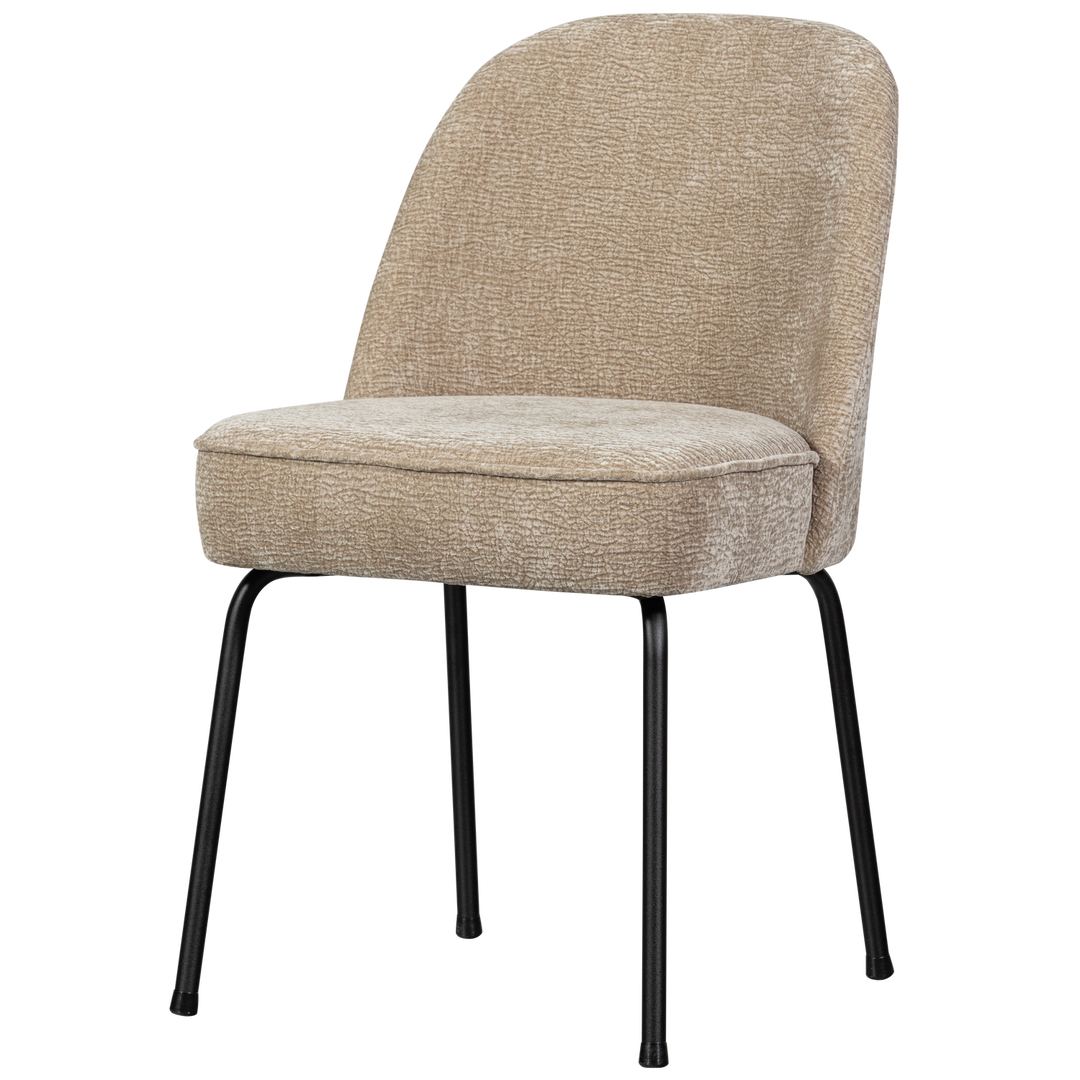 WOOOD Vogue spisebordsstol sand 3D chenille stof og metal