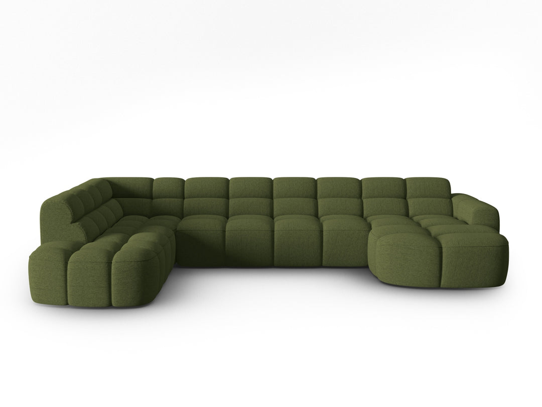MICADONI Panoramisk Lisa 7 pers. hjørnesofa venstre grøn melange struktur stof