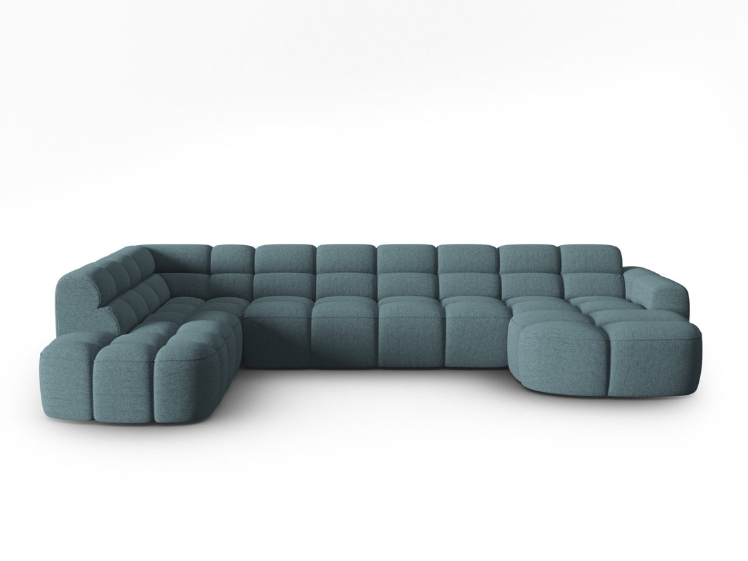 MICADONI Panoramisk Lisa 7 pers. hjørnesofa venstre lyseblå struktur stof