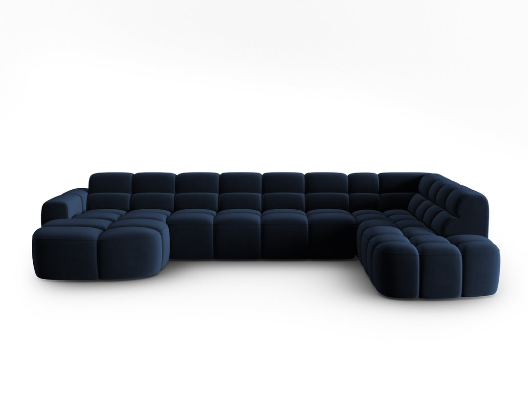 MICADONI Panoramisk Lisa 7 pers. hjørnesofa højre kongeblå fløjl stof