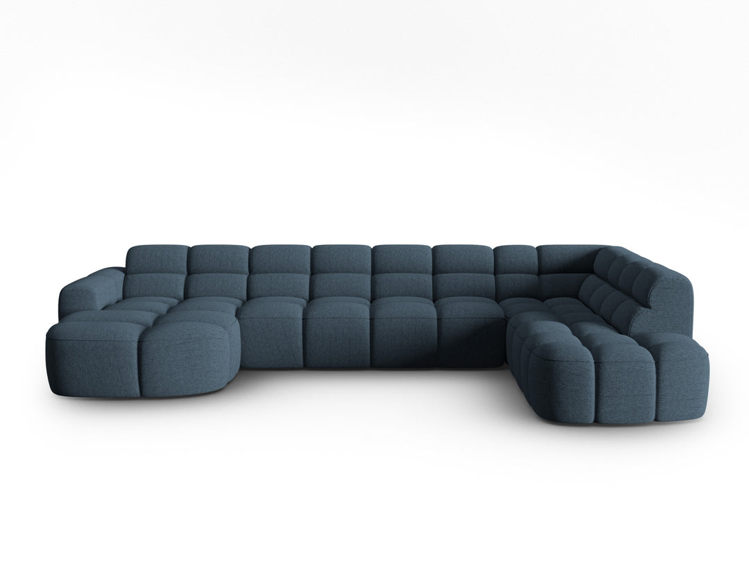 MICADONI Panoramisk Lisa 7 pers. hjørnesofa højre mørkeblå struktur stof
