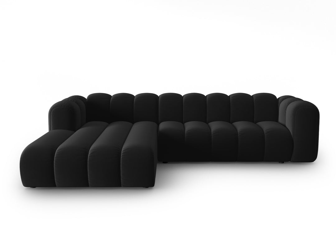 MICADONI Lupin Modular 4 pers. hjørnesofa venstre sort fløjl stof