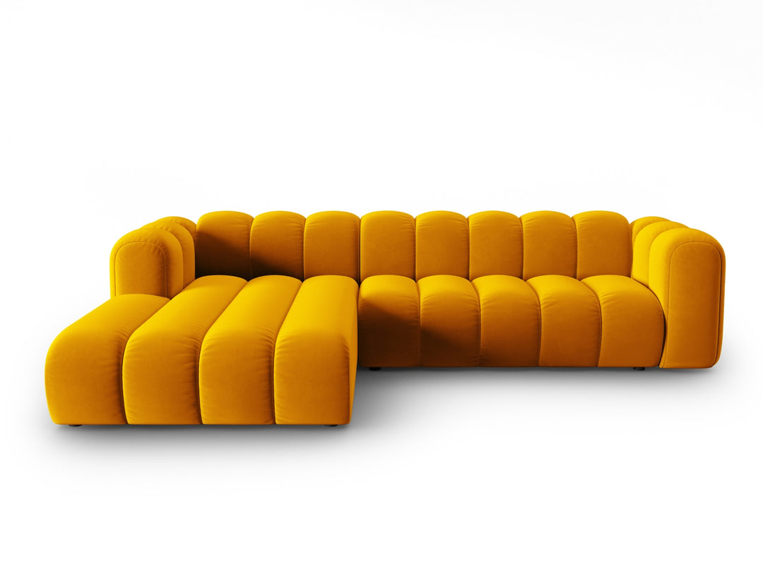 MICADONI Lupin Modular 4 pers. hjørnesofa venstre gul fløjl stof