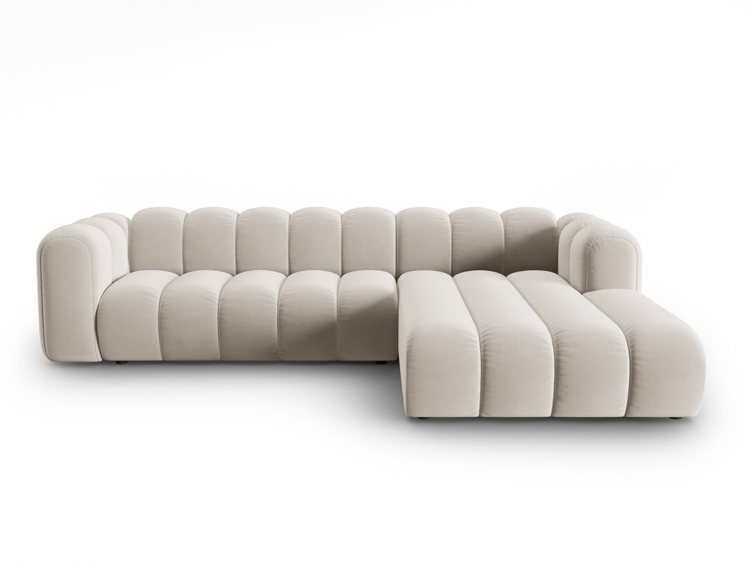 MICADONI Lupin Modular 4 pers. hjørnesofa højre beige fløjl stof