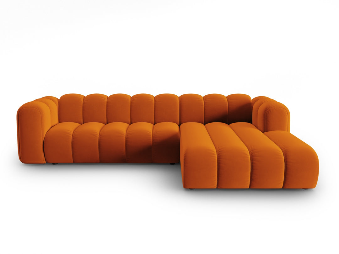 MICADONI Lupin Modular 4 pers. hjørnesofa højre terracotta fløjl stof