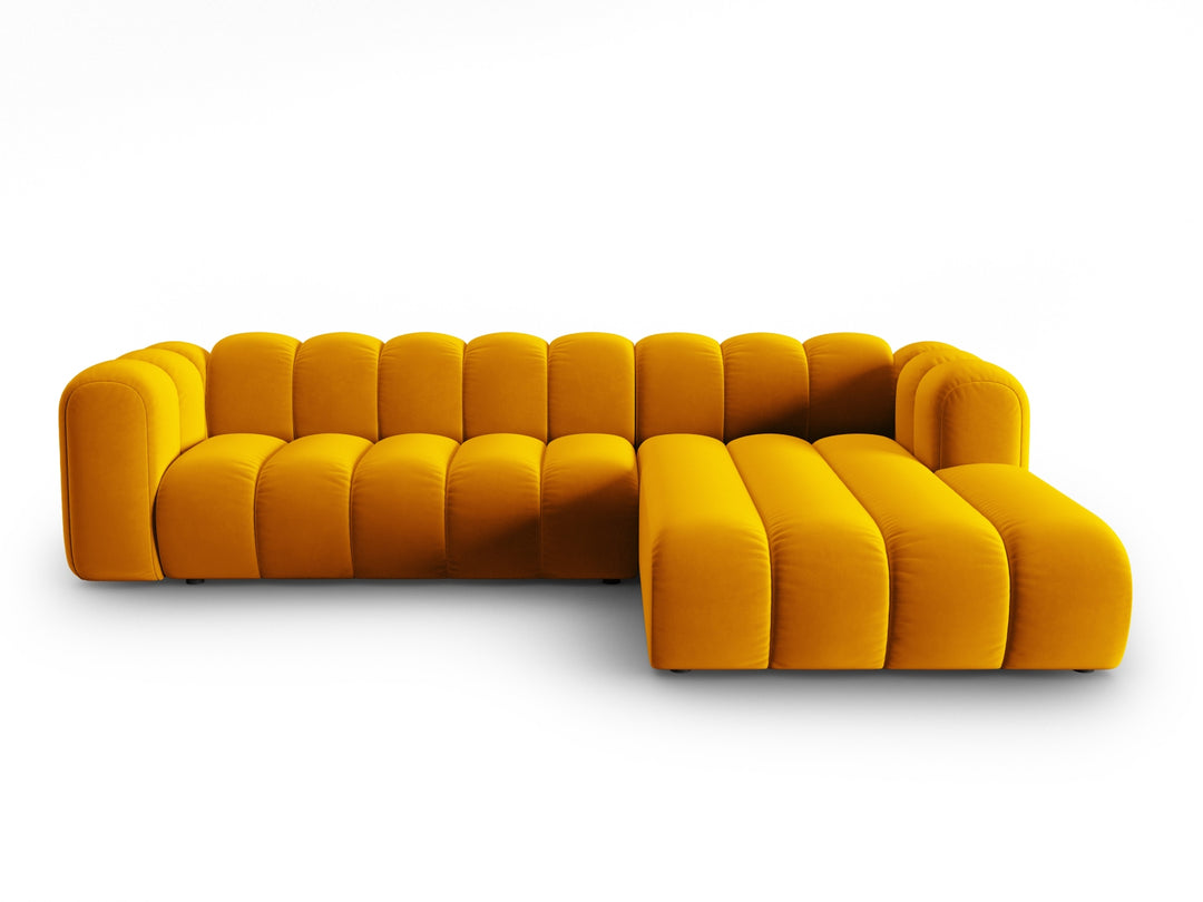 MICADONI Lupin Modular 4 pers. hjørnesofa højre gul fløjl stof