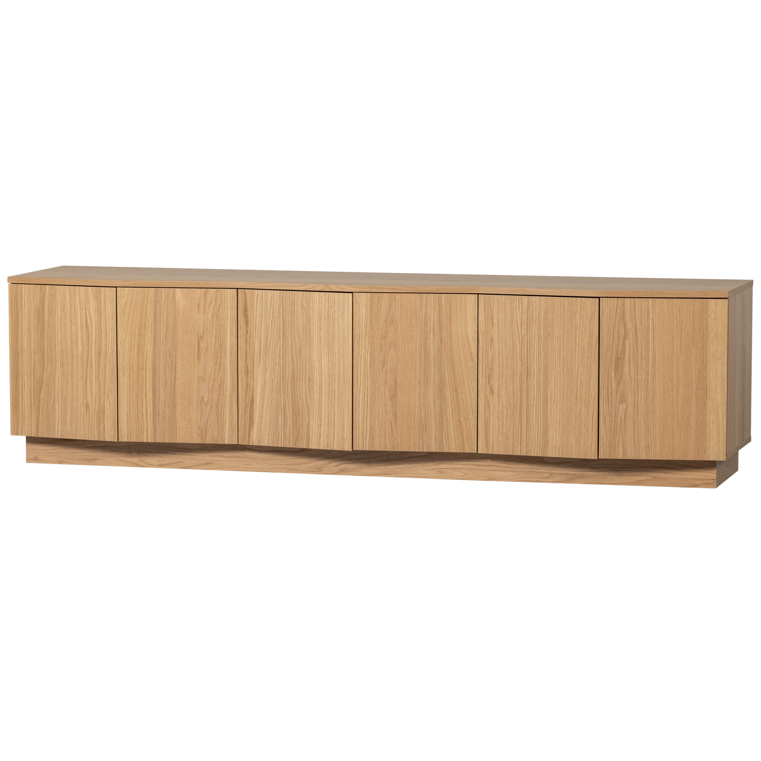 Produktbillede af WOOOD Zuma TV-bord m. 6 låger og 3 hylder natur egetræsfinér og egetræ 200x45 i premium kvalitet