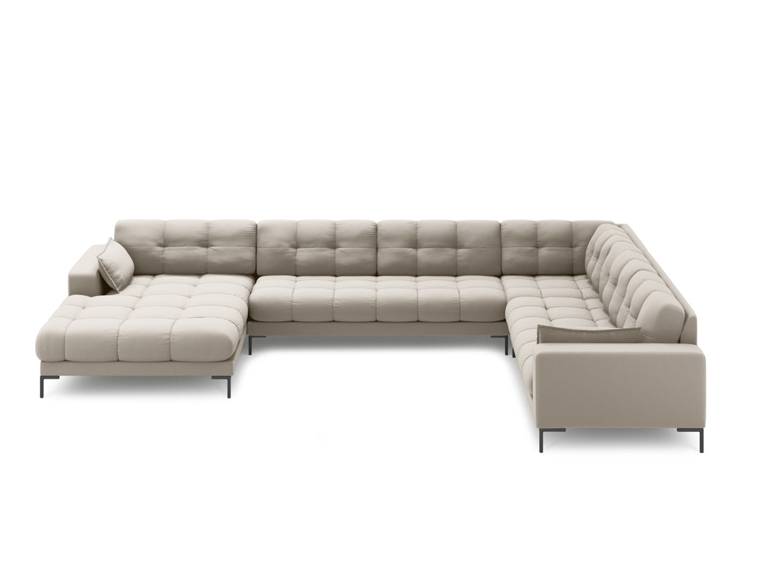 MICADONI Panoramisk Mamaia 7 pers. hjørnesofa højre beige struktur stof og sort metal