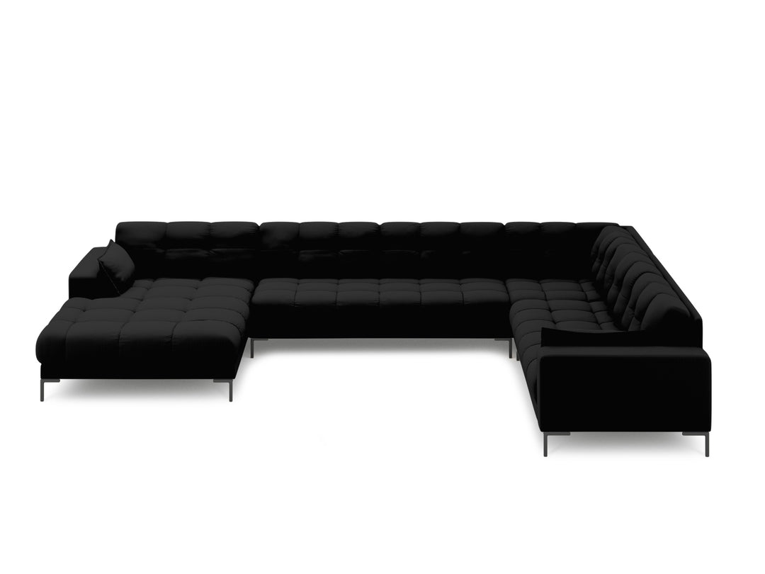 MICADONI Panoramisk Mamaia 7 pers. hjørnesofa højre sort struktur stof og sort metal