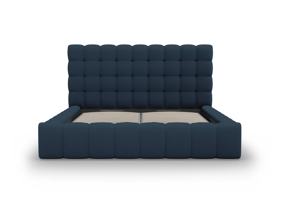 MICADONI Mamaia sengeramme m. sengegavl og opbevaring blå struktur stof 180x200