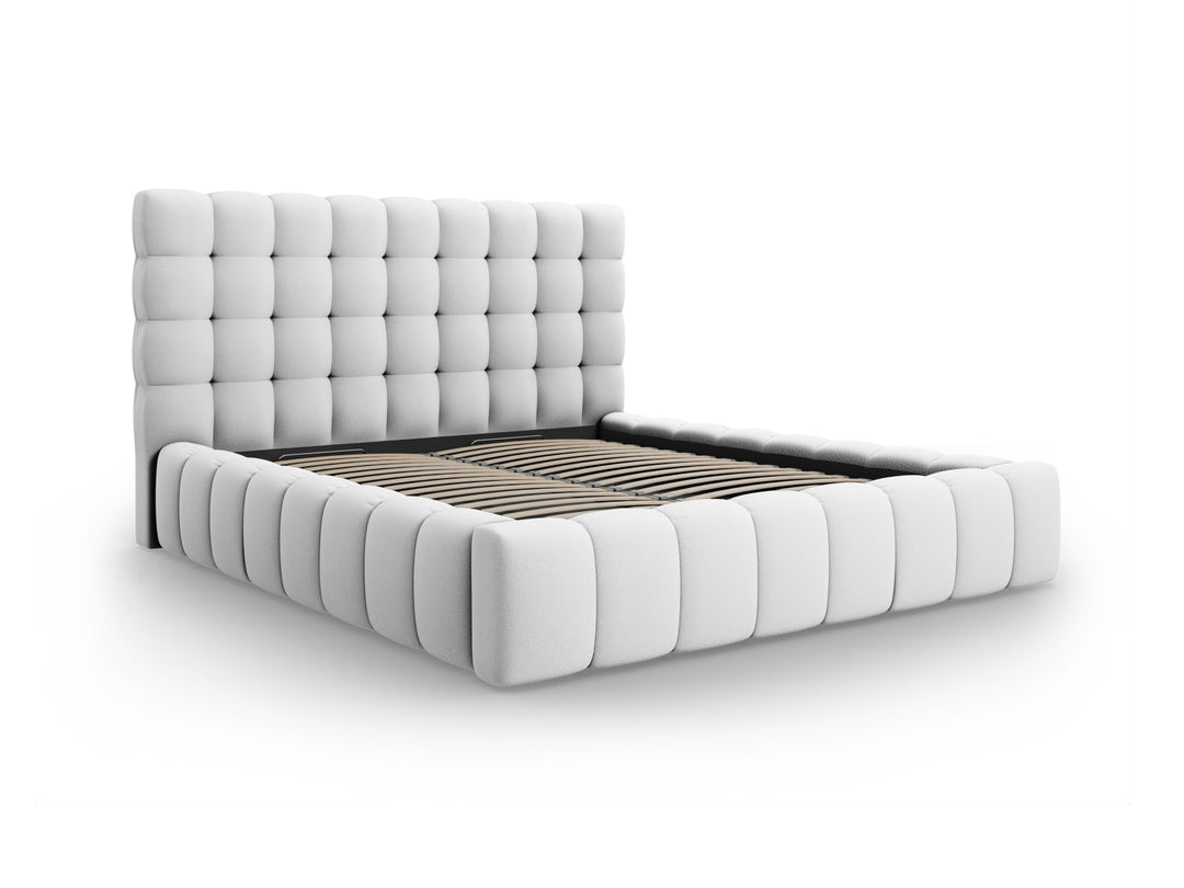 MICADONI Mamaia sengeramme m. sengegavl og opbevaring lysegrå struktur stof 200x200