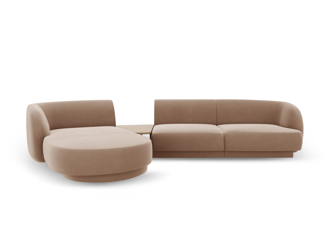 MICADONI Miley 3 pers. modulær hjørnesofa venstre m. sofabord cappuccino fløjl