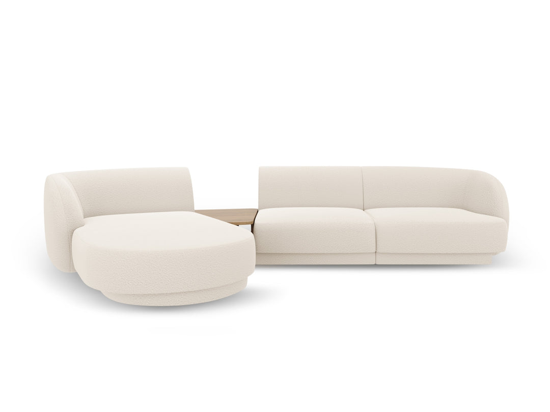 MICADONI Miley 3 pers. modulær hjørnesofa venstre m. sofabord beige bouclé