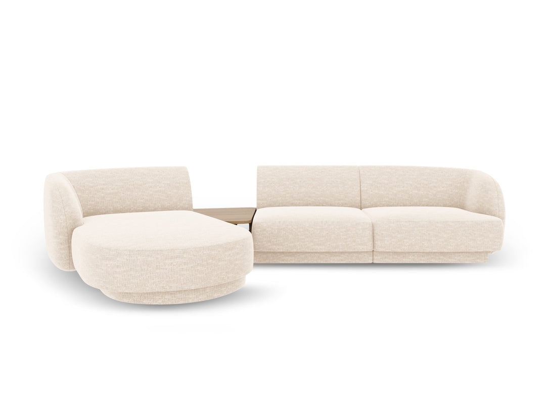 MICADONI Miley 3 pers. modulær hjørnesofa venstre m. sofabord lys beige chenille