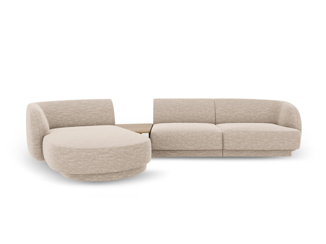 MICADONI Miley 3 pers. modulær hjørnesofa venstre m. sofabord beige chenille