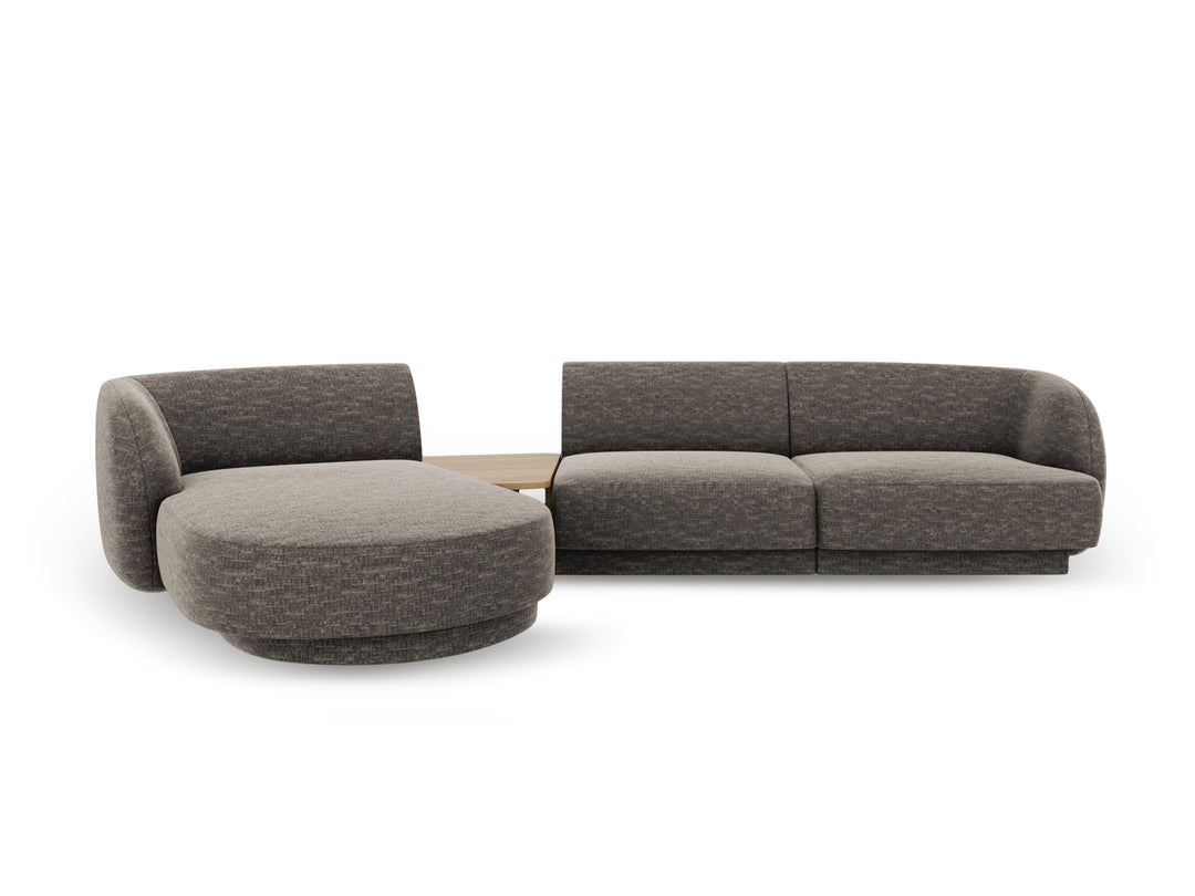 MICADONI Miley 3 pers. modulær hjørnesofa venstre m. sofabord grå chenille