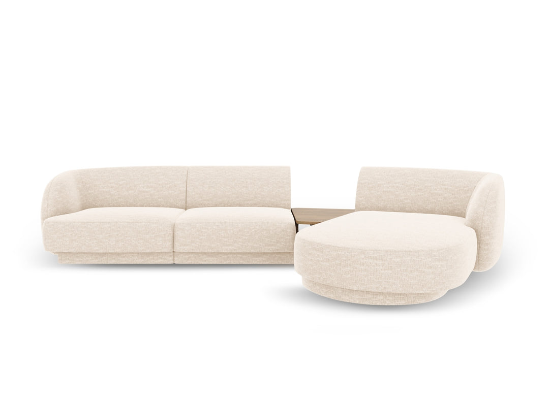 MICADONI Miley 3 pers. modulær hjørnesofa højre m. sofabord lys beige chenille