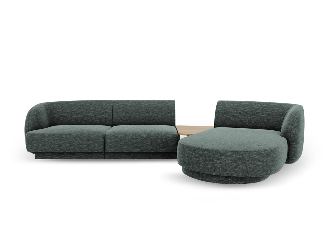 MICADONI Miley 3 pers. modulær hjørnesofa højre m. sofabord petrol chenille