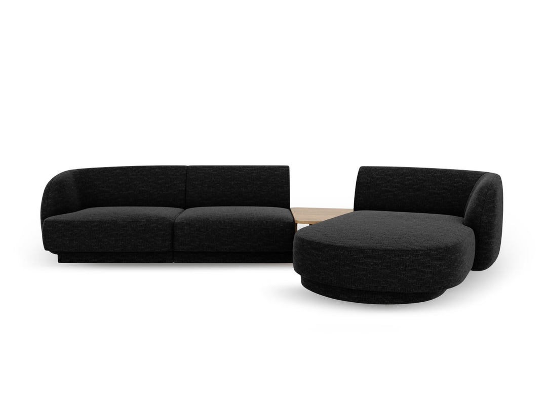 MICADONI Miley 3 pers. modulær hjørnesofa højre m. sofabord sort chenille