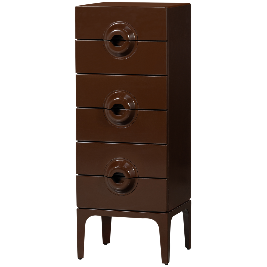 WOOOD Merge kommode m. 6 skuffer brun/rød eukalyptustræ og metal