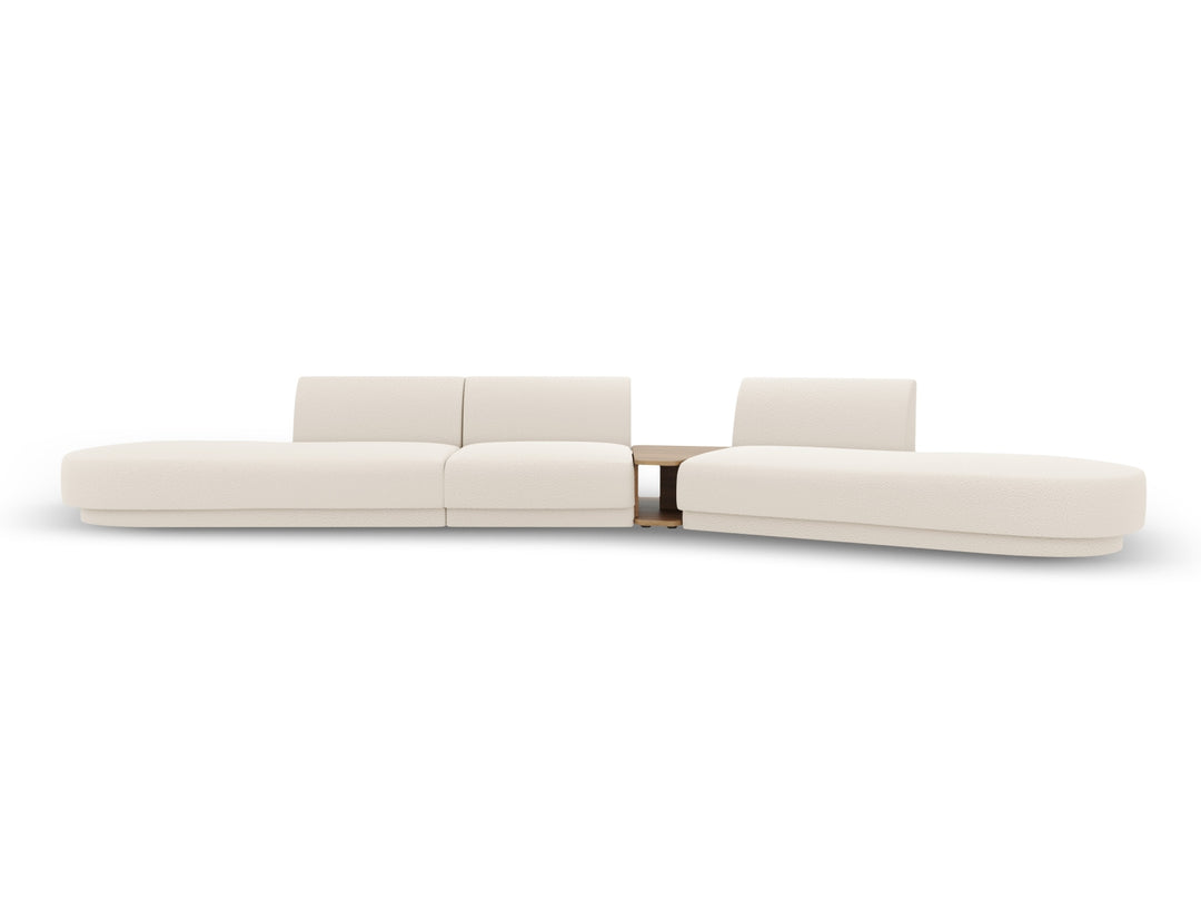 MICADONI Miley 5 pers. modulær sofa højre m. sofabord beige bouclé