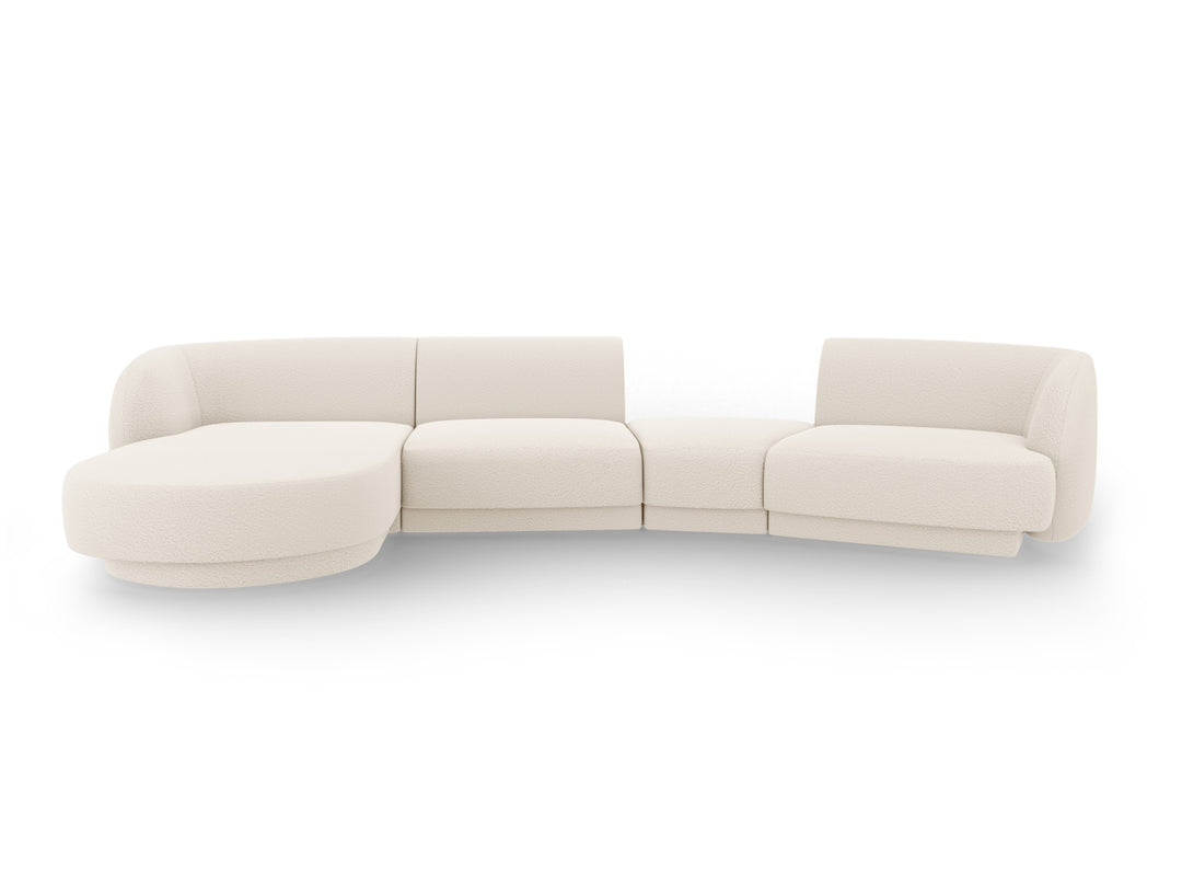 MICADONI Miley 4 pers. modulær sofa venstre m. chaiselong og indbygget puf beige bouclé