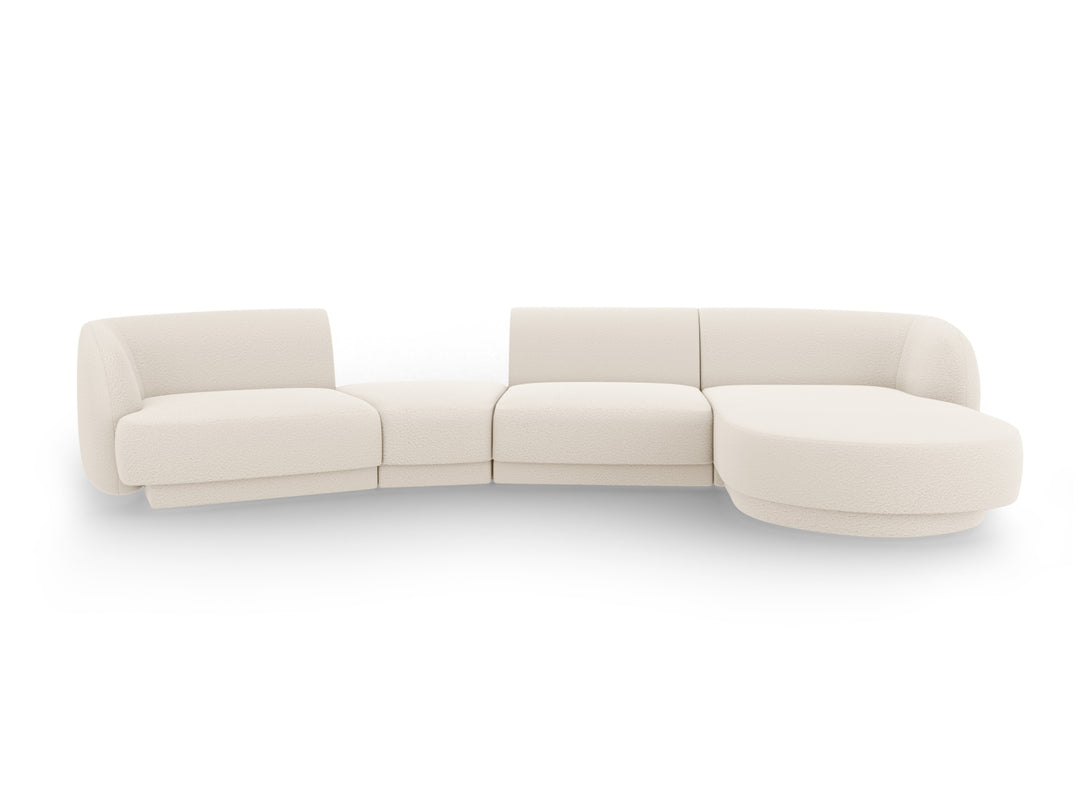 MICADONI Miley 4 pers. modulær sofa højre m. chaiselong og indbygget puf beige bouclé
