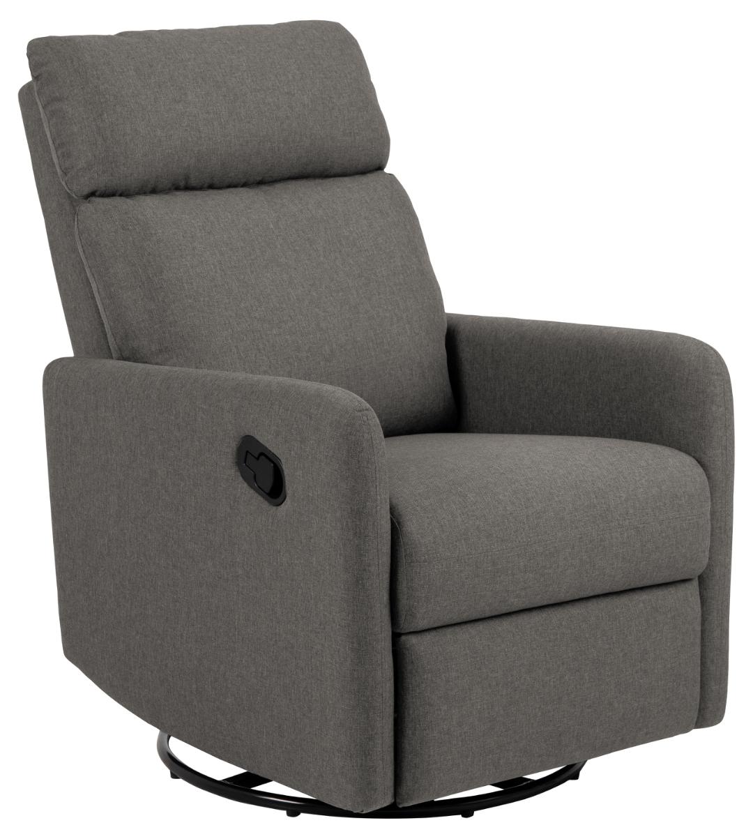 ACT NORDIC Mikkeli manuel recliner m. drejefunktion rocking funktion armlæn grå stof sort stål
