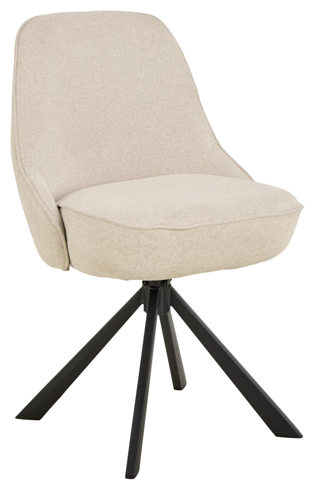 ACT NORDIC Carlton spisebordsstol m. drejefunktion og posefjedre beige stof og mat sort stål
