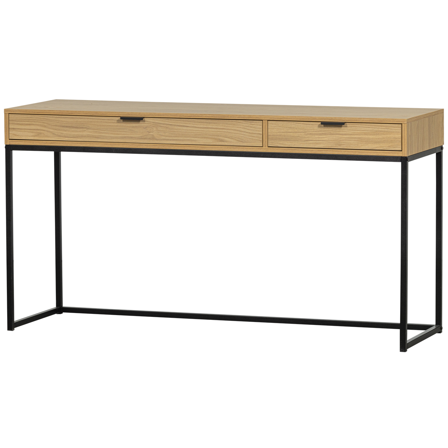 Produktbillede af WOOOD Silas skrivebord m. 2 skuffer natur eg melamin og metal 140x44 i premium kvalitet