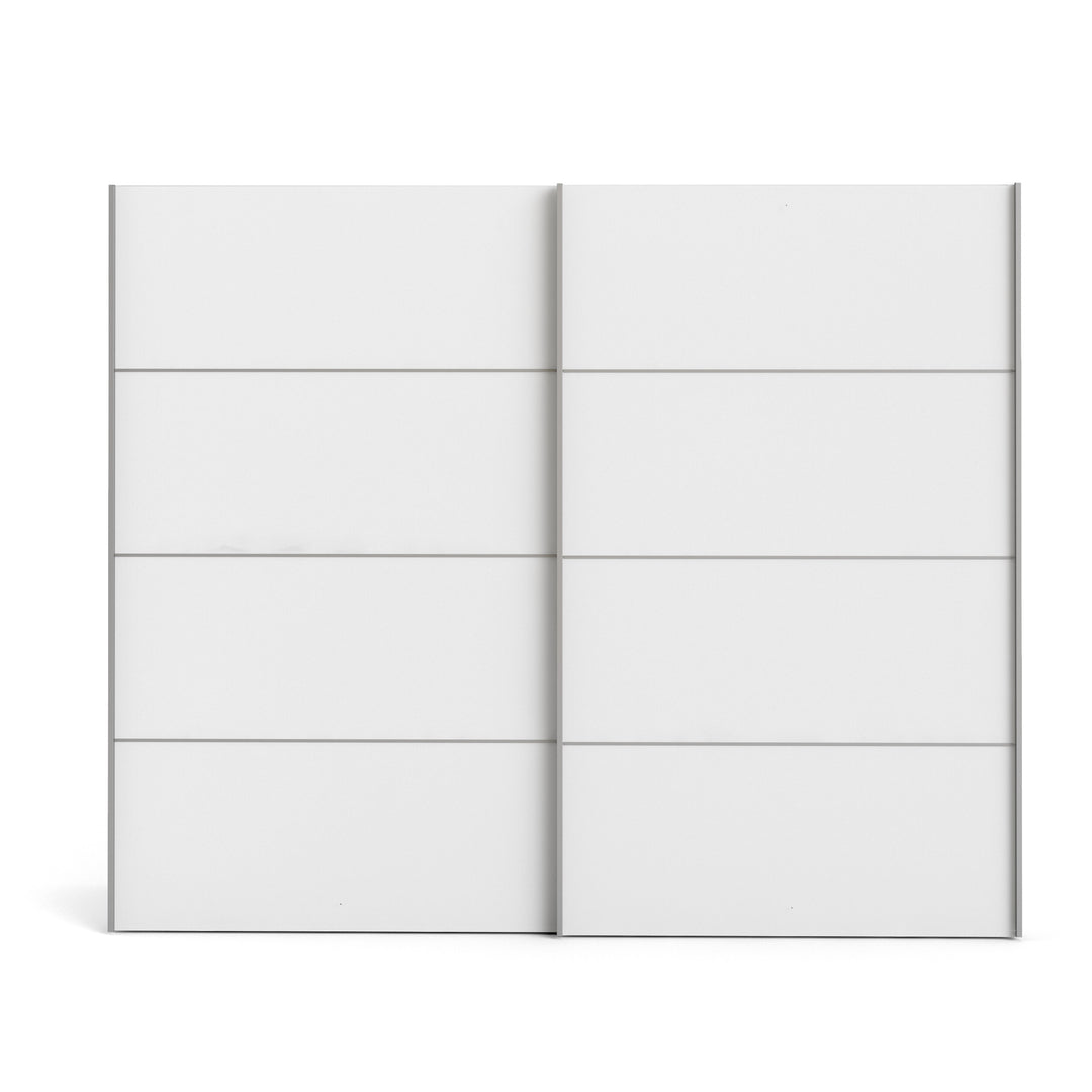 Produktbillede af TVILUM Verona skydedørsskab hvidt træ laminatoverflade 2 skydedøre med hylder bred i premium kvalitet