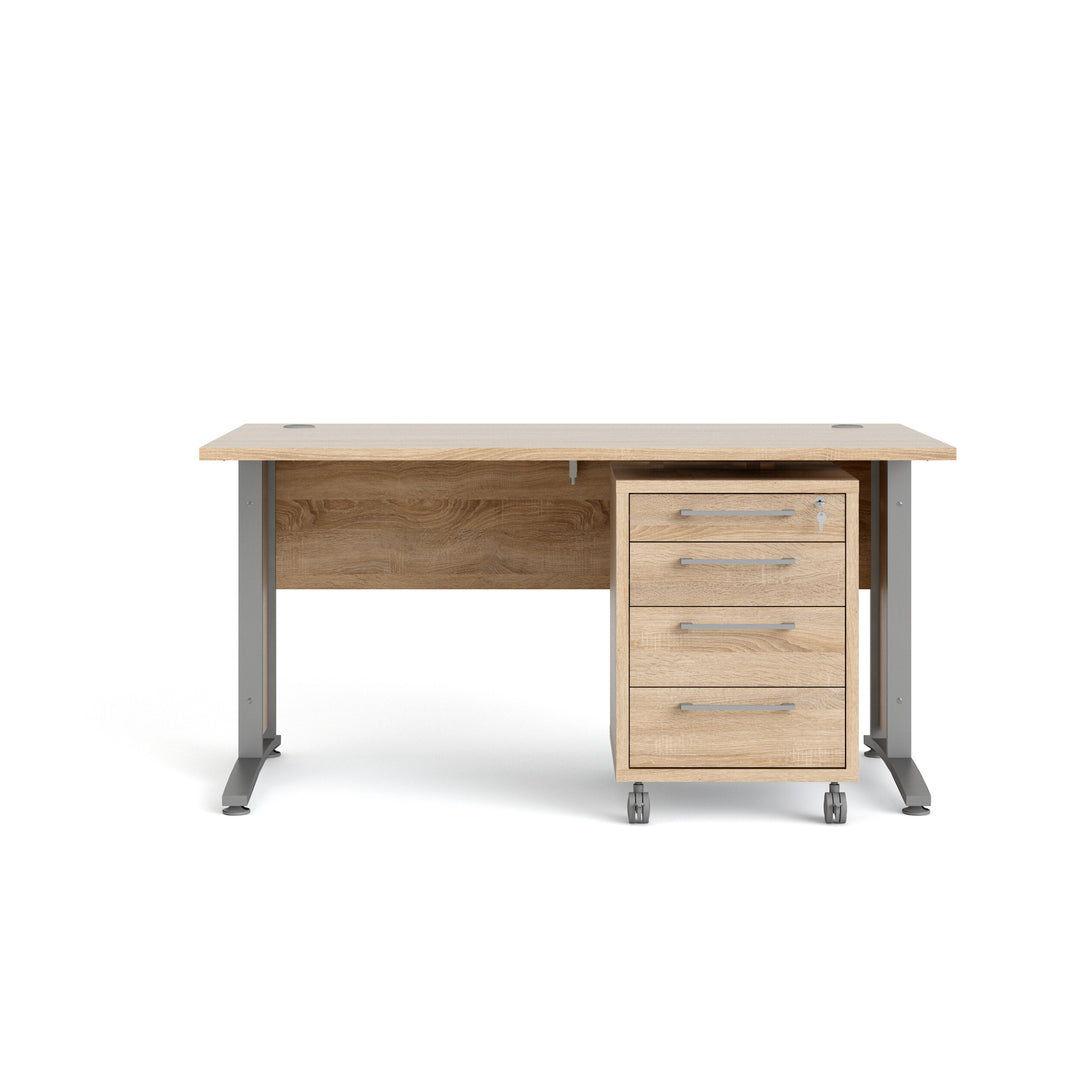 TVILUM Prima skrivebord m. skuffesektion m. 4 skuffer egestruktur stål stel 150x80