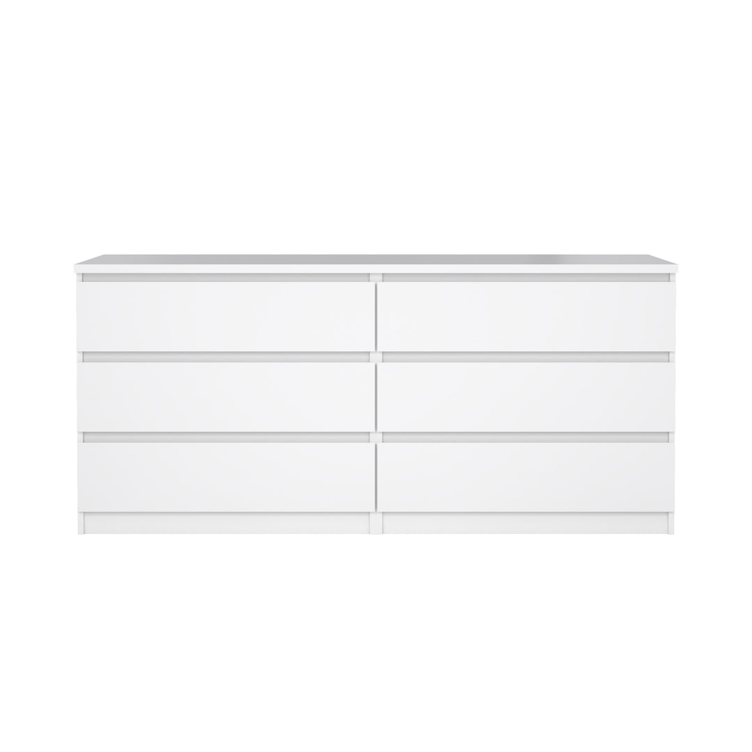 TVILUM Naia kommode -hvid højglans træ m. 6 skuffer