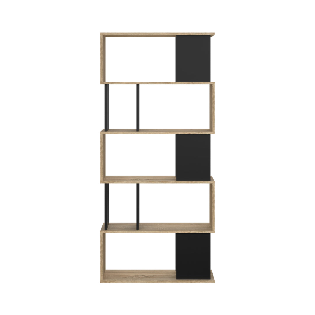 TVILUM Maze bogkasse natur egetræsstruktur/sort m. 7 rum H:173,5cm x80cm x 29,5cm